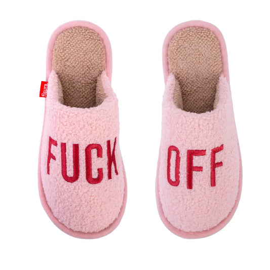 Fisura 'Fuck Off' Pink Fleece Slippers