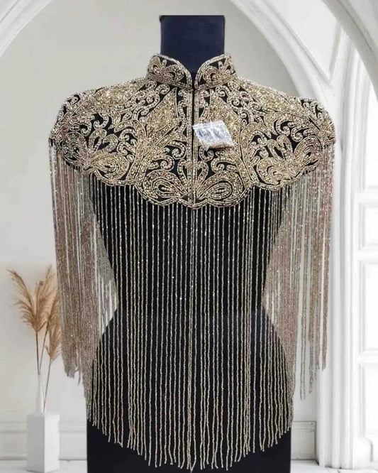 Champagne Drip Fringe Cape