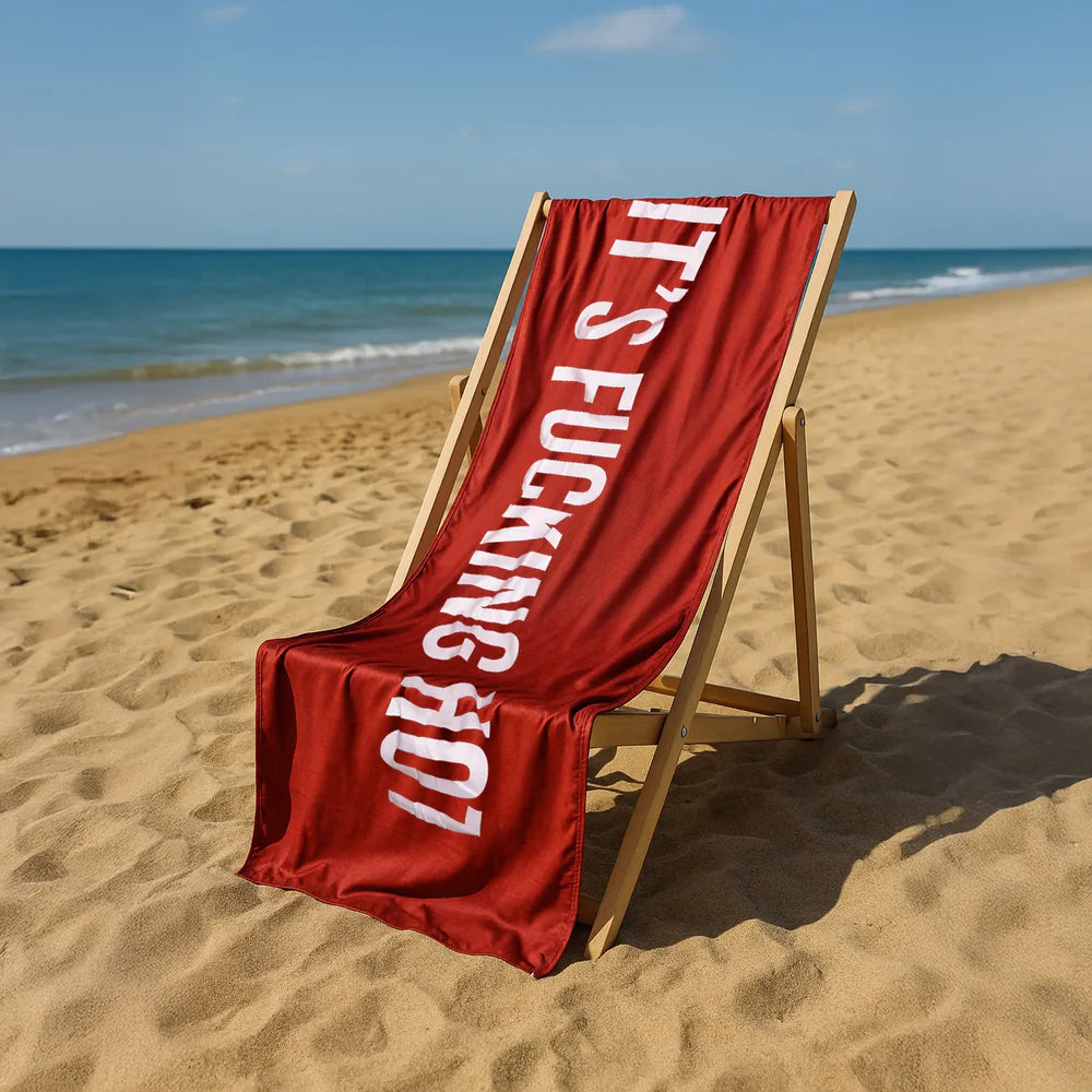 Beach towel "it's fucking hot" red