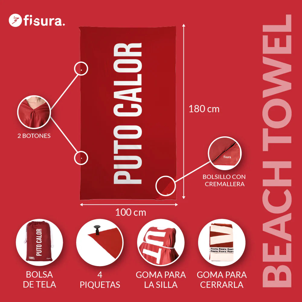 red "fucking heat" beach towel