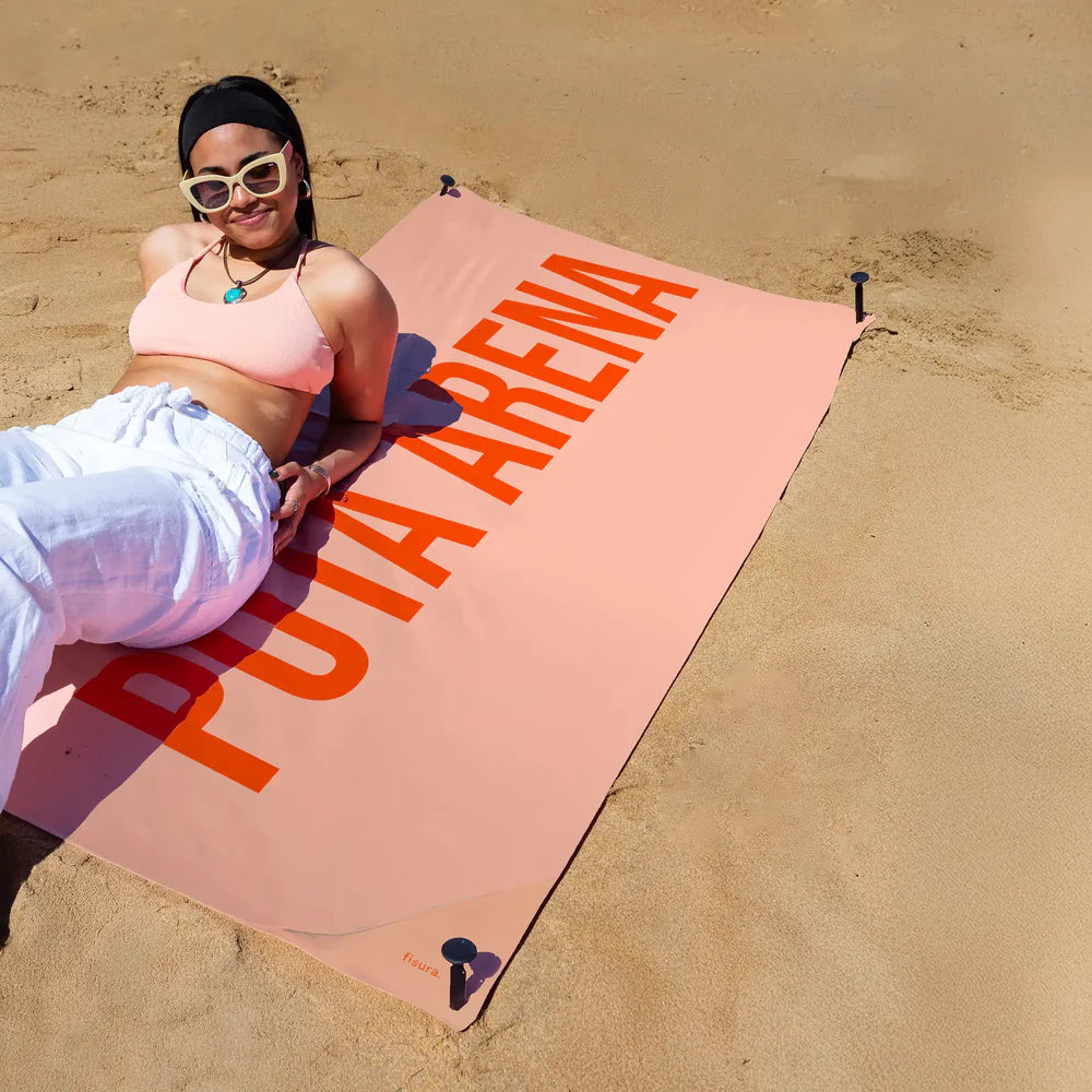 Orange "fucking sand" beach towel
