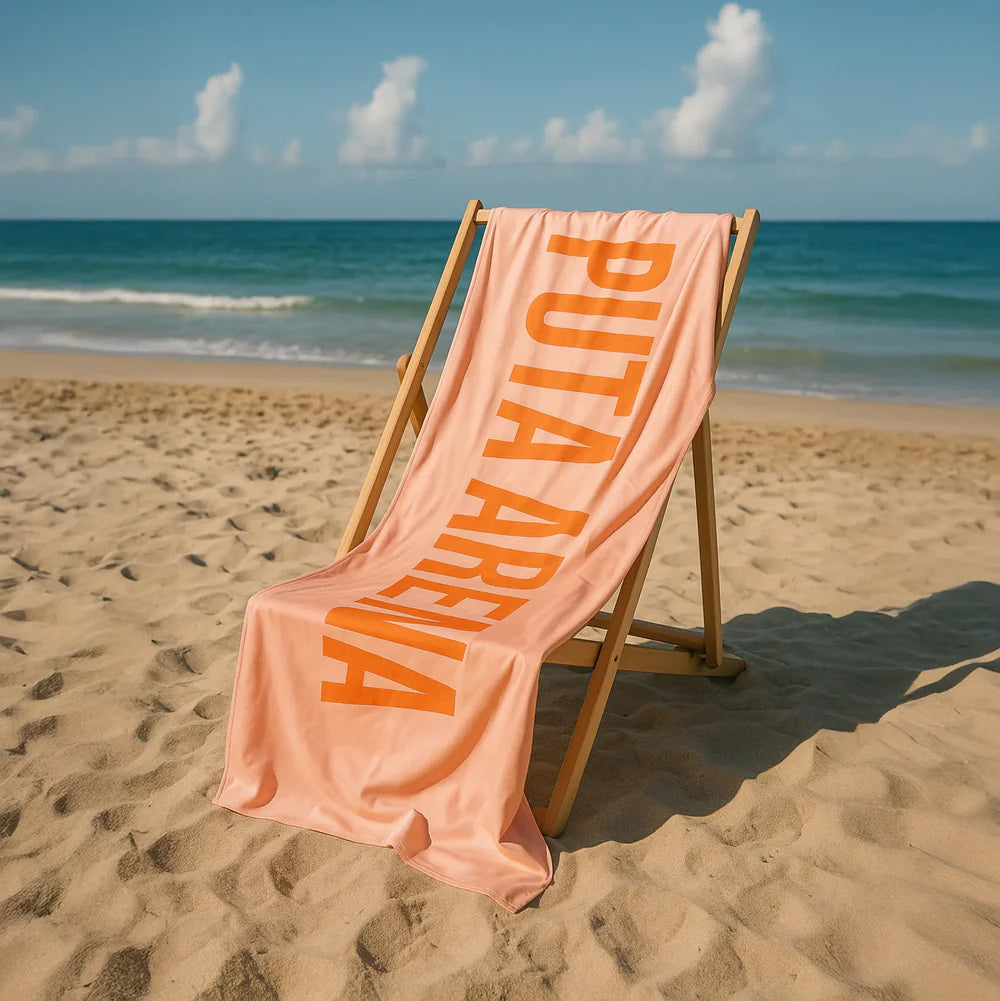 Orange "fucking sand" beach towel