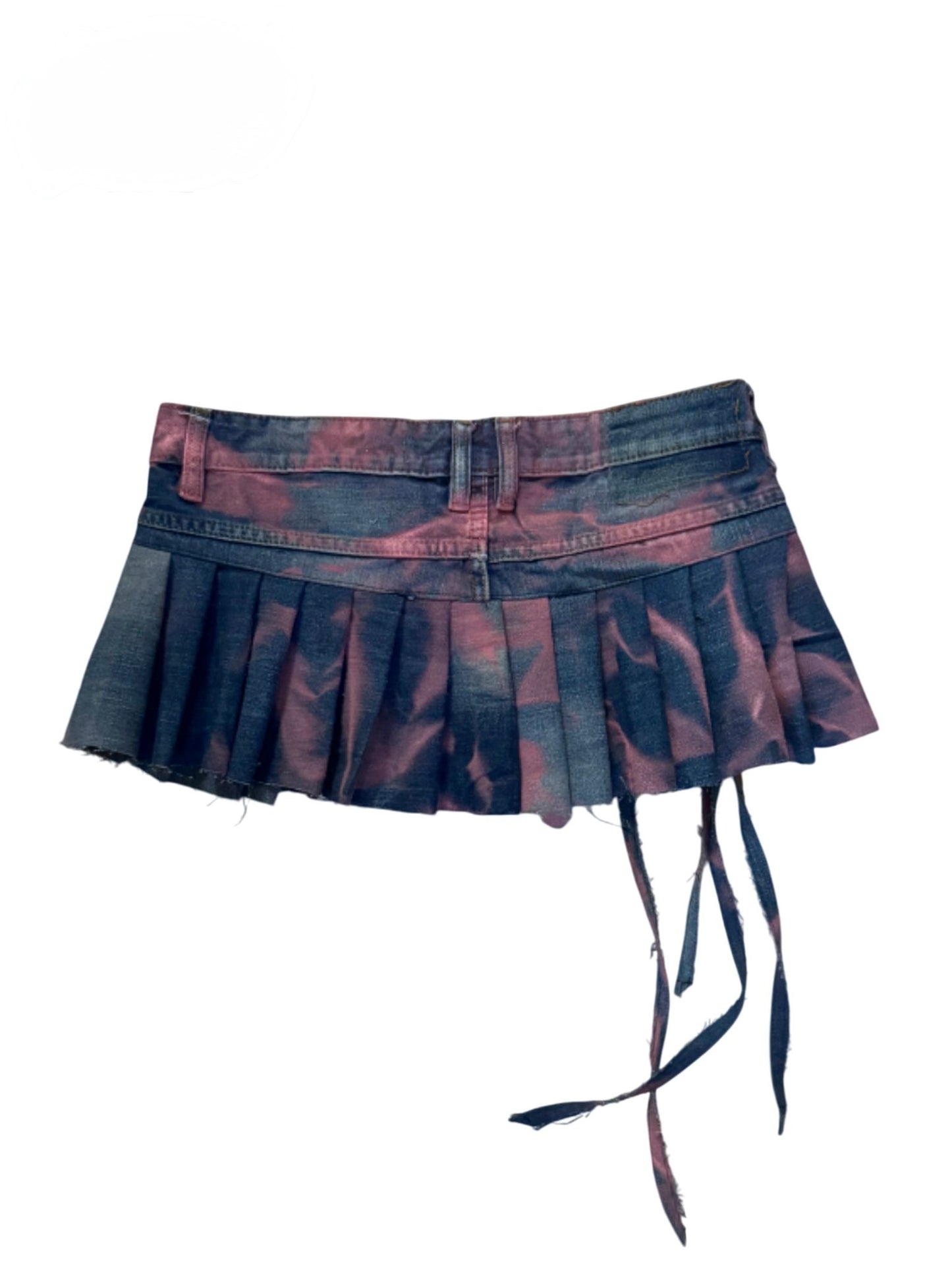 Pleated micro skirt with distressed hem
