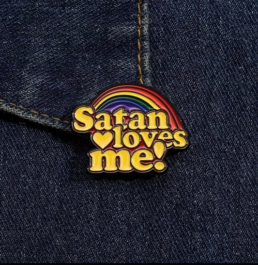 Satan Loves Me! Enamel Badge