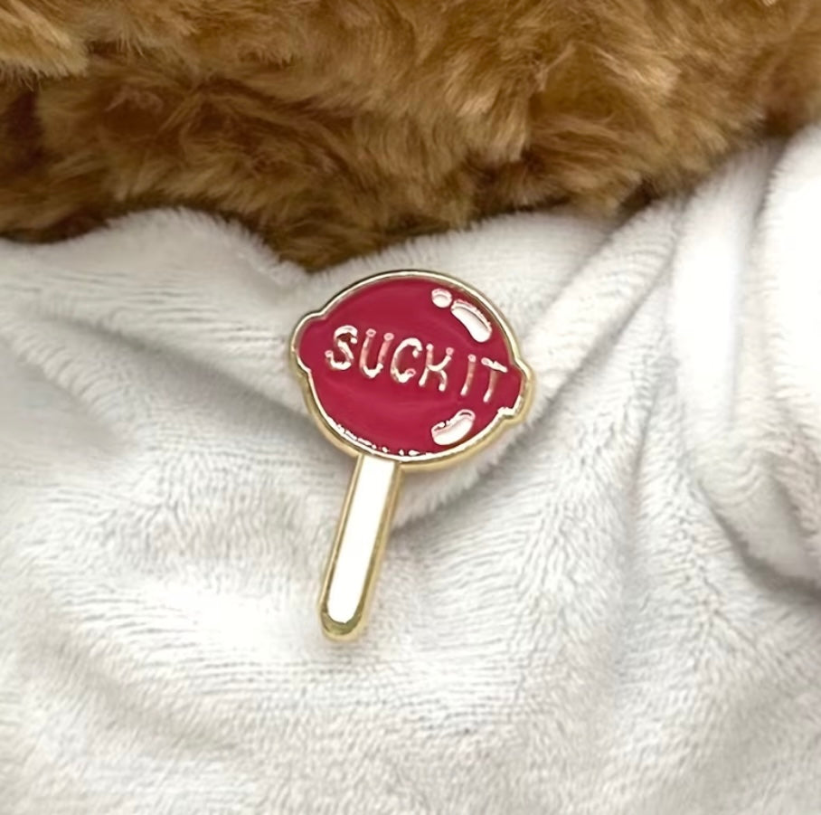 Suck It Lollipop Enamel Badge