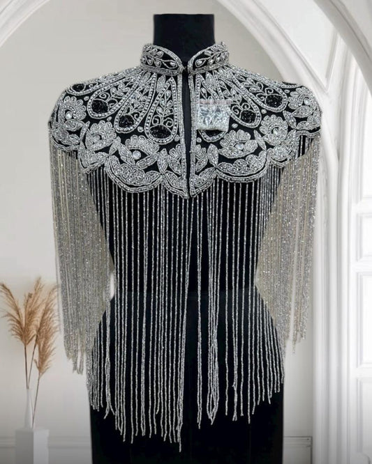 Silver Garden Noir Fringe Cape