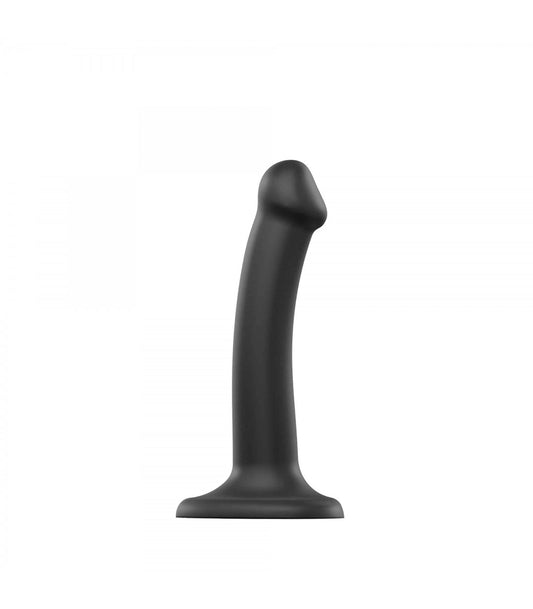 DILDO WITH SUCTION CUP SUITABLE HARNESS DUAL DENSITY FLEXIBLE BLACK S
