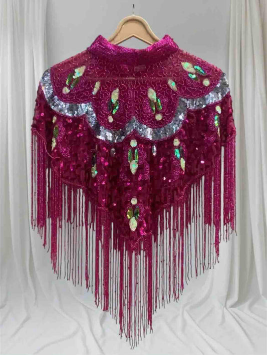 Fuchsia Disco Tassel Cape