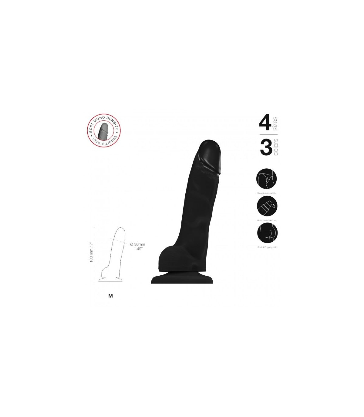 REALISTIC PENIS SOFT SILICONE BLACK M